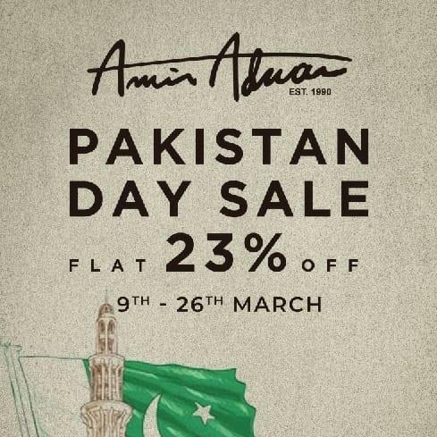 Amir Adnan Pakistan Day Sale! flat 23% off on the entire stock, till